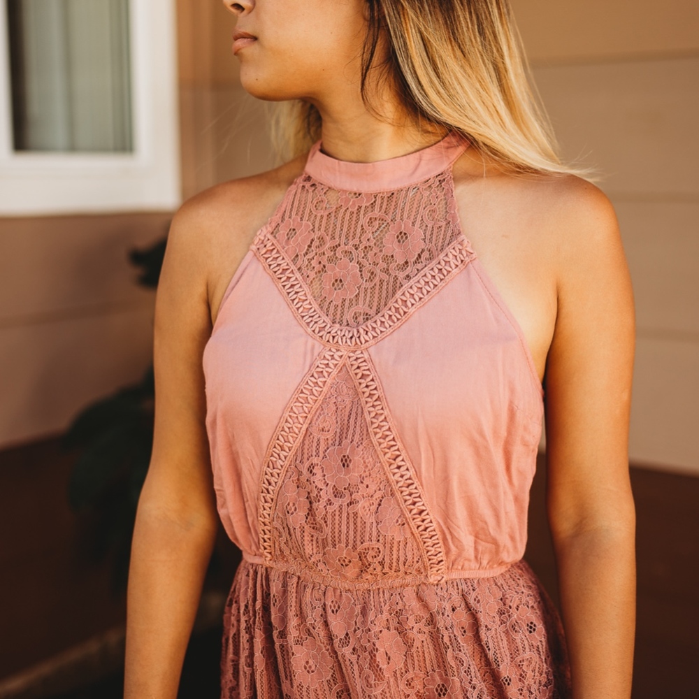 Mauve lace boho maxi